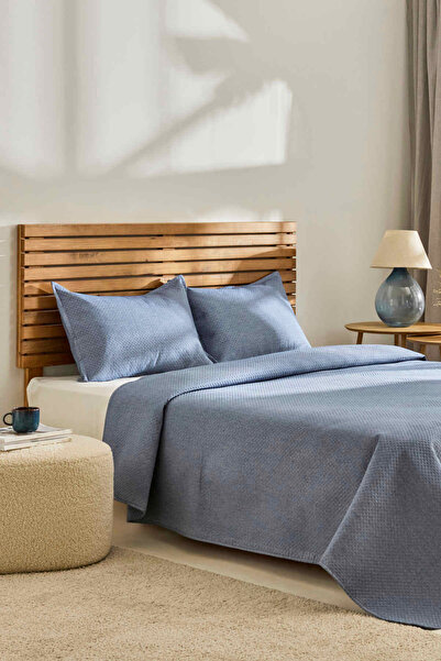 Kaşmir Home Arven Tek Kişilik Yatak Örtüsü Takımı Mavi