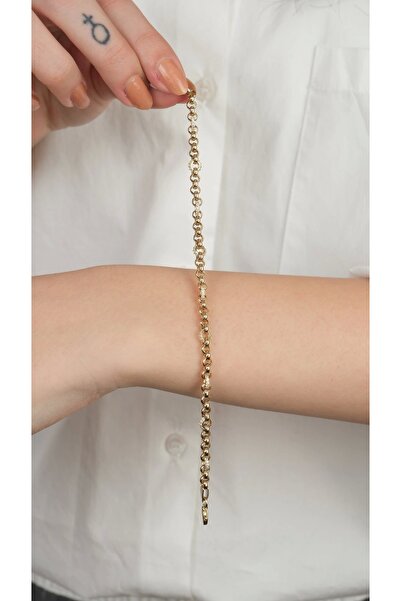 Arpaş 14 Ayar Altın Taşlı Halka Zincir Bileklik