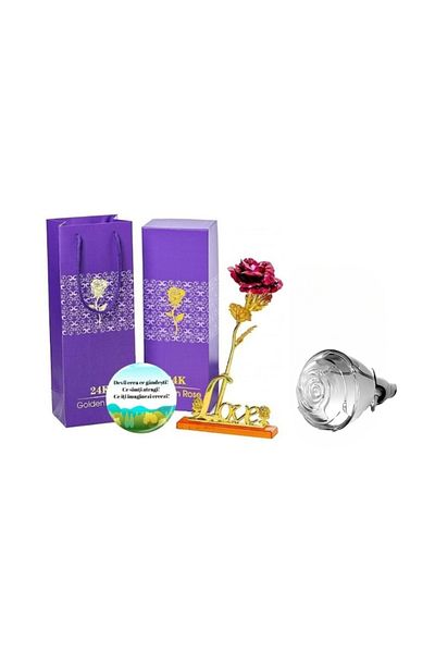 Oriflame Set complet pentru Ea, Apa de parfum Volare Forever 50 ml, insigna Dactylion, trandafir rosu