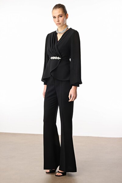 Moda İlgi Modailgi  Arka Beli Lastikli Pantolon - 70038 Siyah