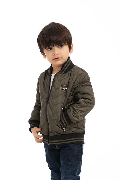 firststops Sports Boy's Khaki College Collar Lined Water and Windproof Zippered Coat Jacket