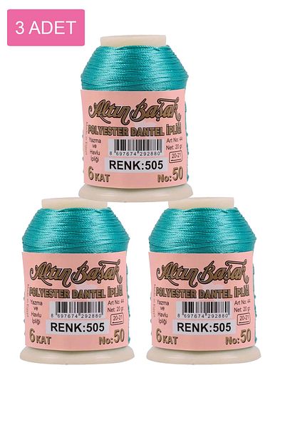 Alray 3 Pieces of Gold Needle and Lace Thread 20 Gr - Royaleks - No: 505