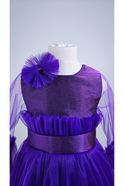 Melis Çocuk Uzun Kollu Kız Çocuk Abiye Elbise Gelinlik