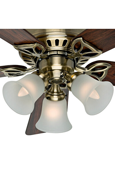 Hunter Fan Beacon Hill Antik Pirinç - 107 Cm. Aydınlatmalı Tavan Vantilatörü