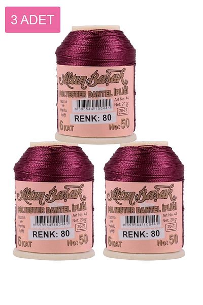 Alray 3 Pieces of Gold Needle and Lace Thread 20 Gr - Royaleks - No: 080