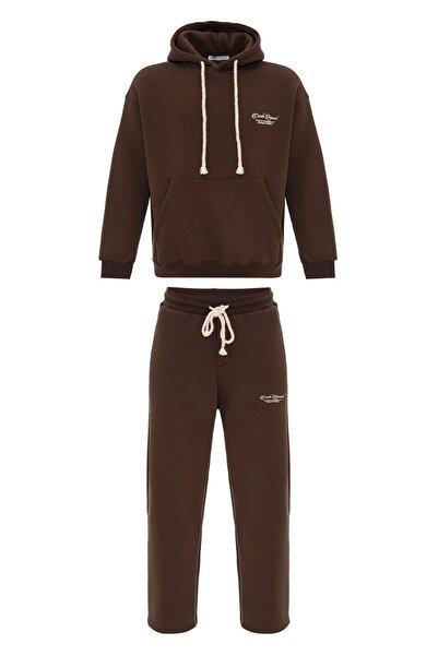 VAMOSCLO με τύπωμα oversized Σετ αθλητικής φόρμας καφέ