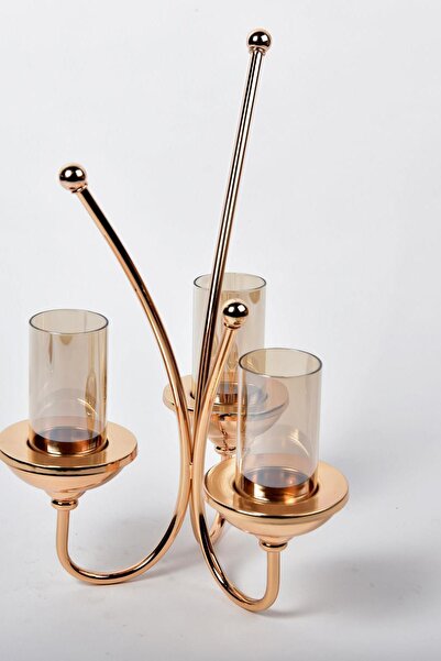 SETABIANCA Seta Regina Mumluk 3Lü Üçgen Stand  Gold 35 Cm