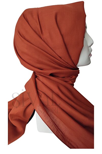 Aker 961 Model Brick Color Plain Cotane Shawl