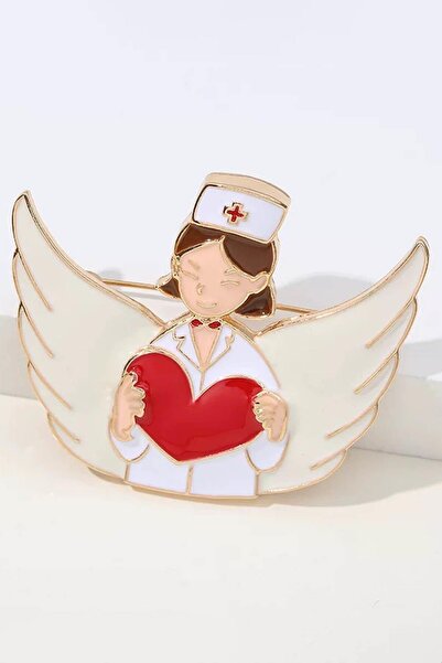 TAKIŞTIR Karışık Renk Hemşire Figürlü Broş