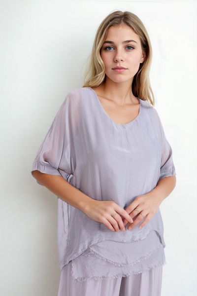 Vitrin Wide Collar Casual Tulle Blouse