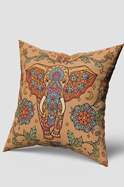 EsnafAli غطاء وسادة منقوش على شكل فيل عرقي برتقالي