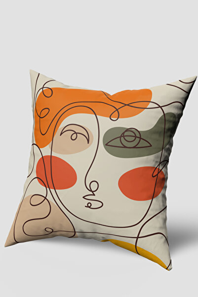 EsnafAli Κάλυμμα μαξιλαριού με πράσινο πορτοκαλί πρόσωπο με σχήμα