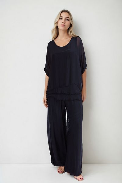 Vitrin Wide Collar Casual Tulle Blouse