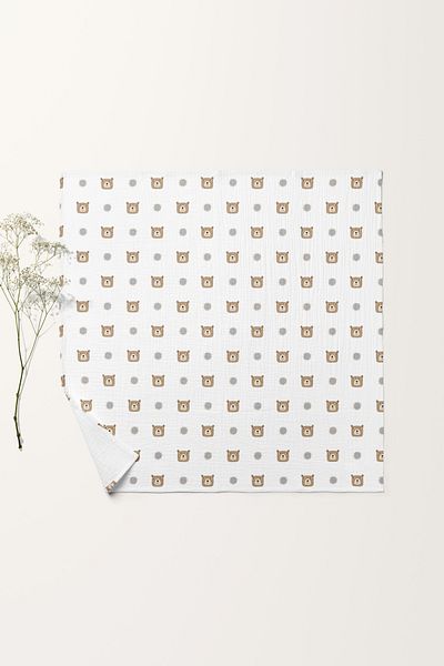 cekic kids 4 Layer Muslin Blanket - Teddy Bear Patterned Baby Blanket - Four Layer Muslin 100x110 Cm - Minimal Pattern