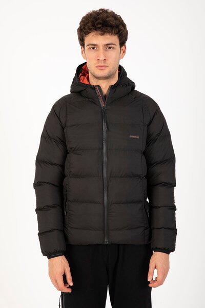 MARATON Regular Men's Hooded Black Coat