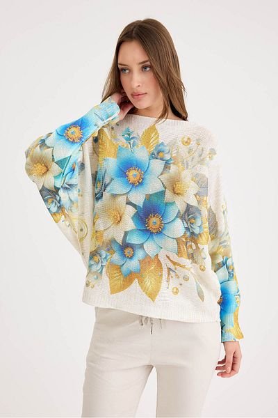 Vitrin Casual Floral Pattern Long Sleeve Blouse
