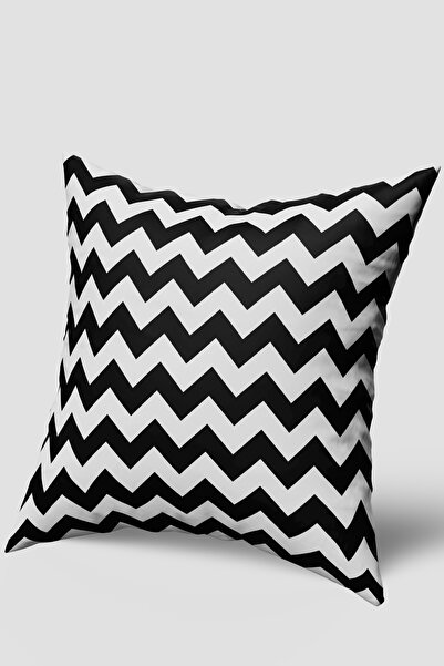 EsnafAli Ασπρόμαυρη θήκη μαξιλαριού με γεωμετρικό ζιγκ-ζαγκ σχέδιο