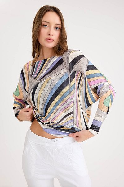 Vitrin Self Patterned Long Sleeve Knitwear Blouse