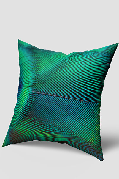 EsnafAli Κάλυμμα μαξιλαριού με τροπικό σχέδιο με πράσινο φτερό