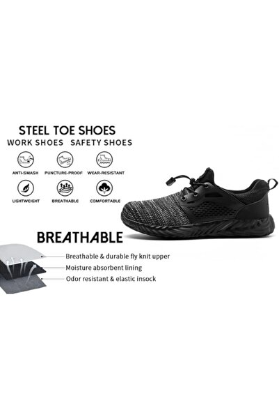 SLIMTA Safety Shoes for Men Women Steel Toe Boots Non-Slip Lightweight Breathable Sneakers