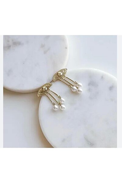 H&S AKSESUAR SALLANTILI GÖZ MODEL İNCİ DETAYLI KÜPE