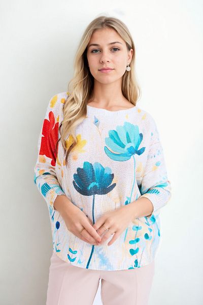 Vitrin Self Floral Pattern Long Sleeve Knitwear Blouse