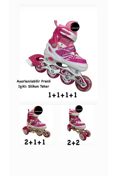 TOPROCKSTORE Lighted Children's Skates, Adjustable Practice Wheels, Silicone Wheels with Brakes, Metal Body Skates