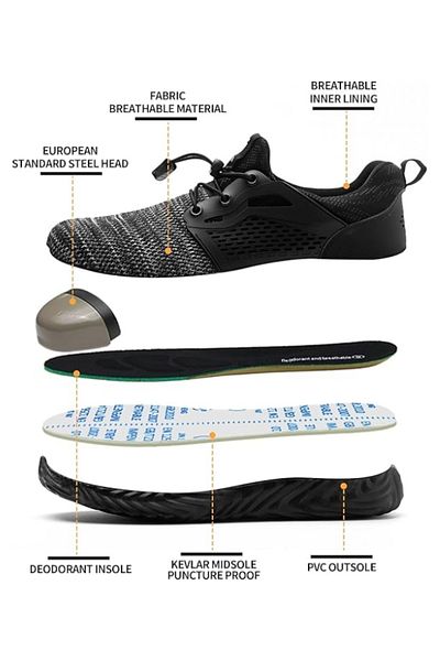 SLIMTA Safety Shoes for Men Women Steel Toe Boots Non-Slip Lightweight Breathable Sneakers
