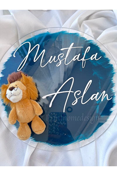 Pass Pano "İsme Özel 30 cm Şeffaf Pleksi Aslanlı Bebek Kapı Süsü – Şık Tasarı...