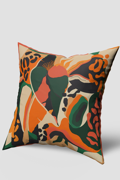 EsnafAli Κάλυμμα μαξιλαριού με αφηρημένο σχέδιο μαύρο πορτοκαλί