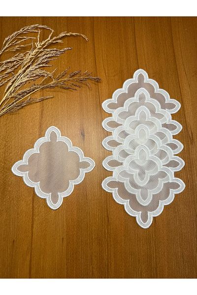 Smiling Home 6 Pieces Ecru Color Wire Broken Suitable for Processing Double Wavy Cloud Embroidered Cocktail Presentation Napkin
