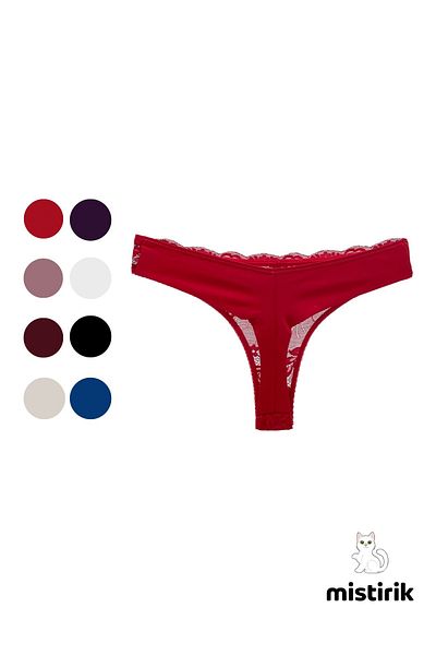 MİSTİRİK Masara Model Ruched Soft Fabric String Thong Red Color