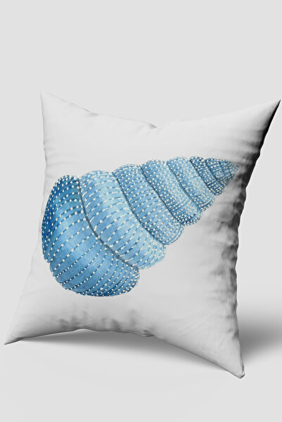 EsnafAli Husă de pernă cu model marin, albastru, alb, scoici