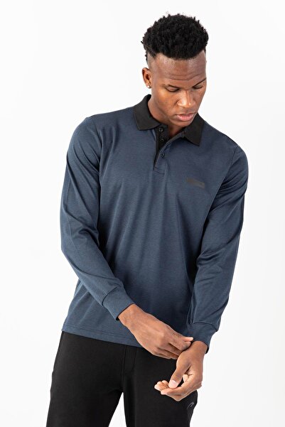 MARATON Regular Men's Polo Neck Black Melange Sweatshirt