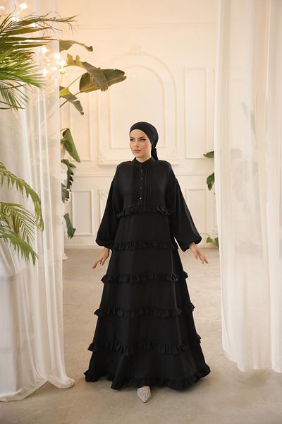 Nissra Ankanoor Black Ruffled Casual Dress Anka 255067