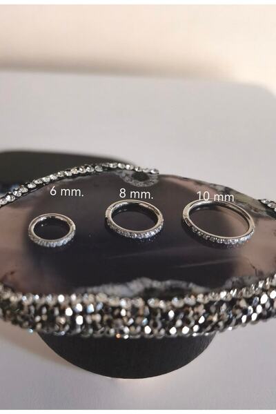 Bylin Cerrahi Çelik Zirkon Taş Bezeli Kilitli Halka Piercing-helix, Tragus,conch,rook,snog,lobe- 1 Adet
