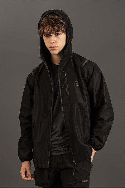 MARATON معطف واق من المطر للرجال من Regular بغطاء رأس باللون الأسود