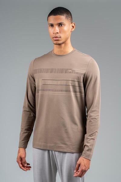 MARATON Regular Men's Crew Neck Insert Sleeve Cocoa Sweatshirt 22777