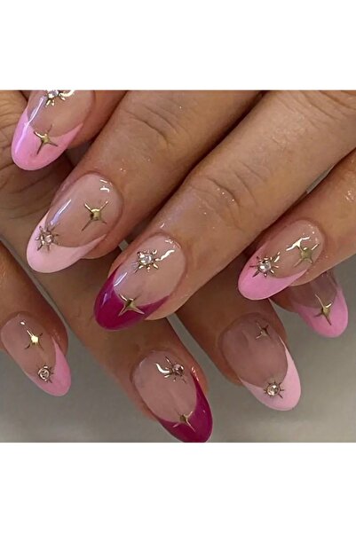 Accessories Vanilla Avenue Pembe Parlak Yıldız Taşlı Badem Kendinden Yapışkan...