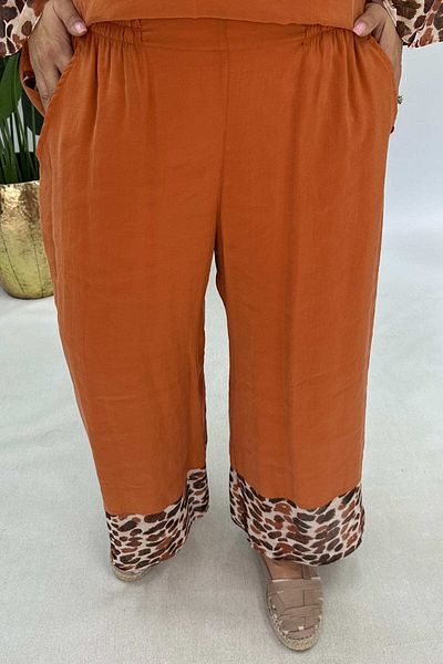 GÖKSEL Cinnamon Chiffon Pants Large Size