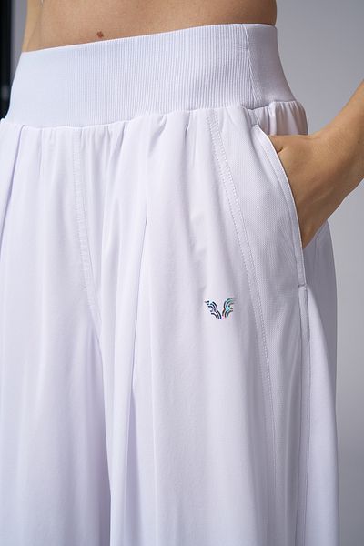 bilcee Palazzo Baggy Loose γυναικείο παντελόνι με λευκό μεταξένιο ύφασμα