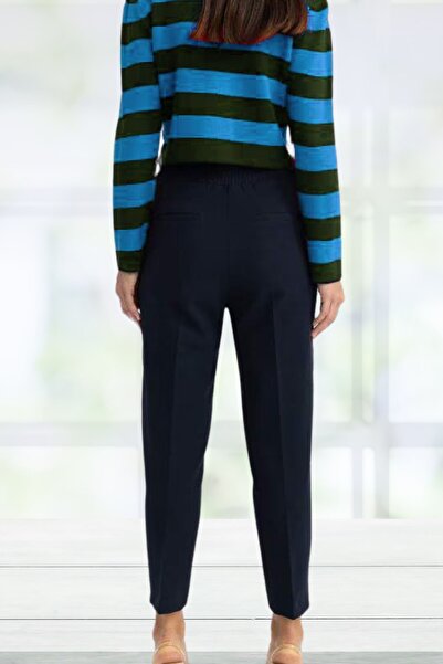 Kübra Tekstil Kadın Carrot Fit Havuç Kalıp Basic Düz Cepli Yüksek Bel Düz Paça Pantolon