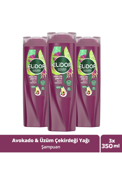 Elidor Doğanın Enerjisi Şampuan Avokado Ve Üzüm Çekirdeği Yağı 350 ml X 3 Adet