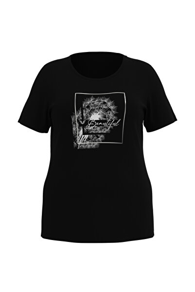 bilcee Жіноча чорна футболка великого розміру з принтом 4062