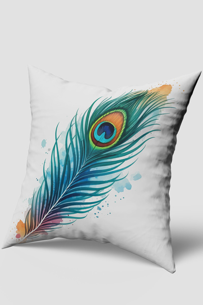 EsnafAli Husă de pernă cu model cu pene albe albastre