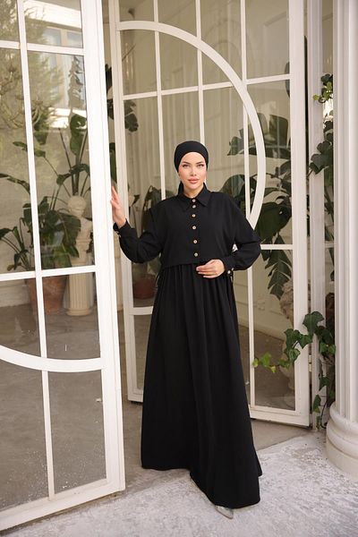 Nissra Ankanoor Μαύρη Ποδιά Medina Silk Φόρεμα Anka255065
