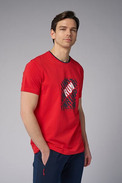 bilcee Tricou cu imprimeu din bumbac roșu pentru bărbați 4084