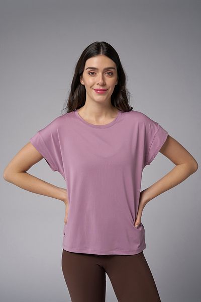 bilcee Women's Lilac Soft Textured Loose Cut T-Shirt 3954