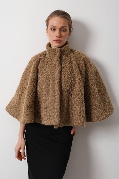 anizmir Stamp Poncho - Camel