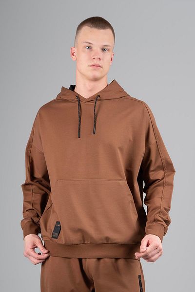 MARATON Oversize Men's Hooded Low Sleeve Tan Sweatshirt 23117